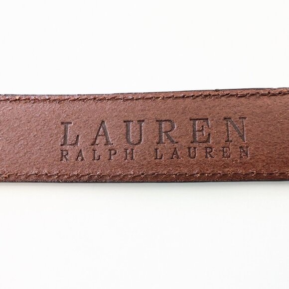 LAUREN RALPH LAUREN Belt 42 Brown Leather‎ Light Distressed Silver Tone Buckle - Picture 11 of 16